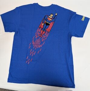 NWOT Justice League Blue Pixelated 8Bit Superman T-shirt Large DC